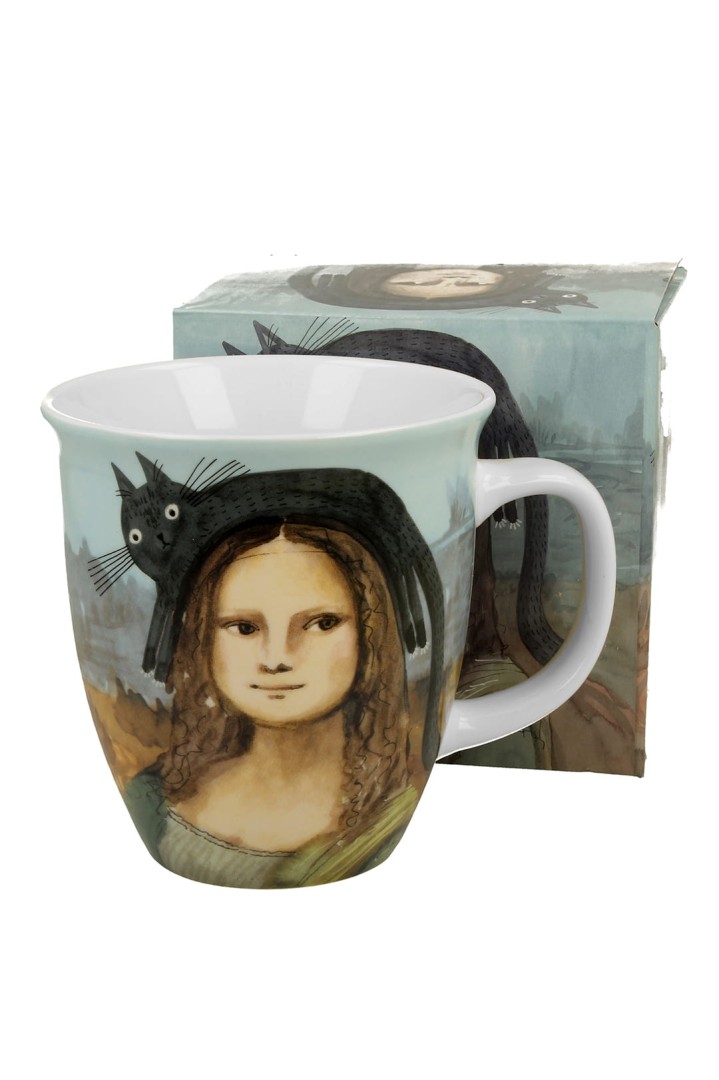 Porzellanbecher 650ml Katze Mona Lisa