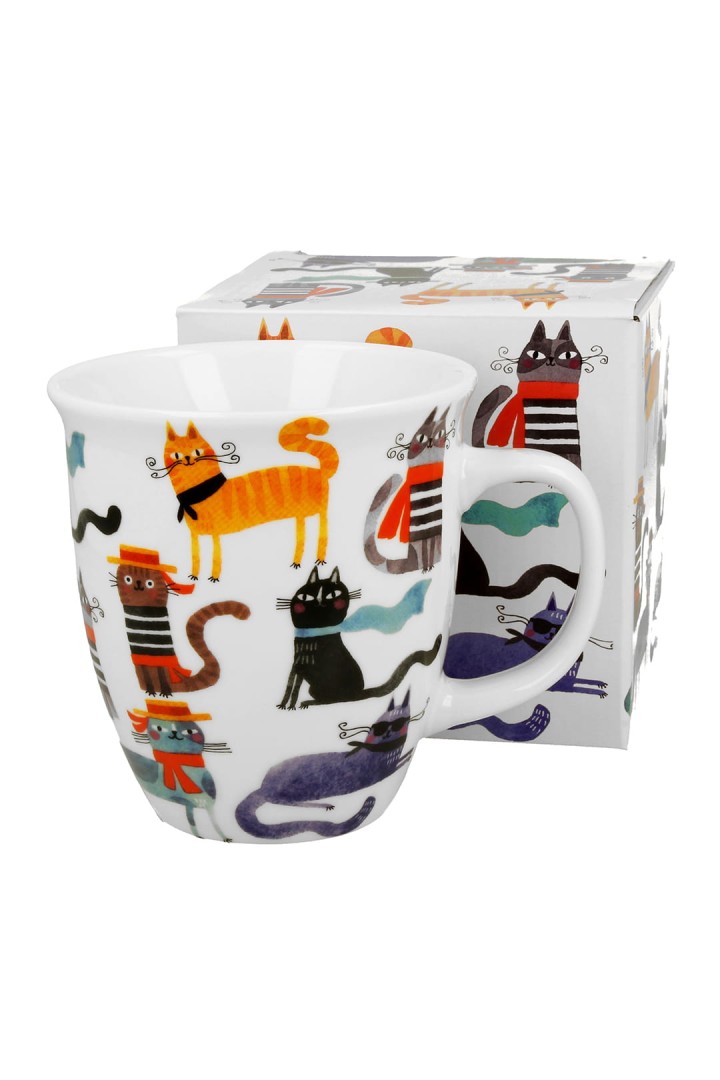 Porzellanbecher 650ml Katzenmode-Revue