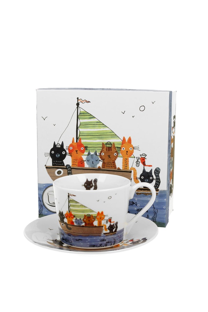 Porzellantasse mit Untertasse Sailor Cat 