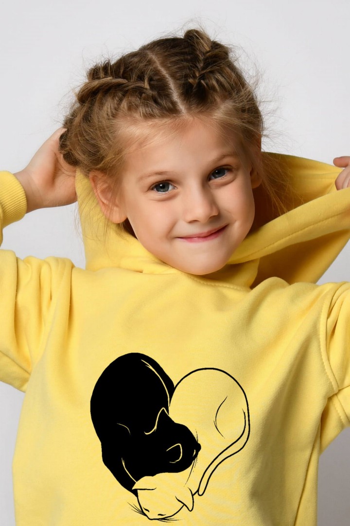 Kinder Hoodie Katzenherz