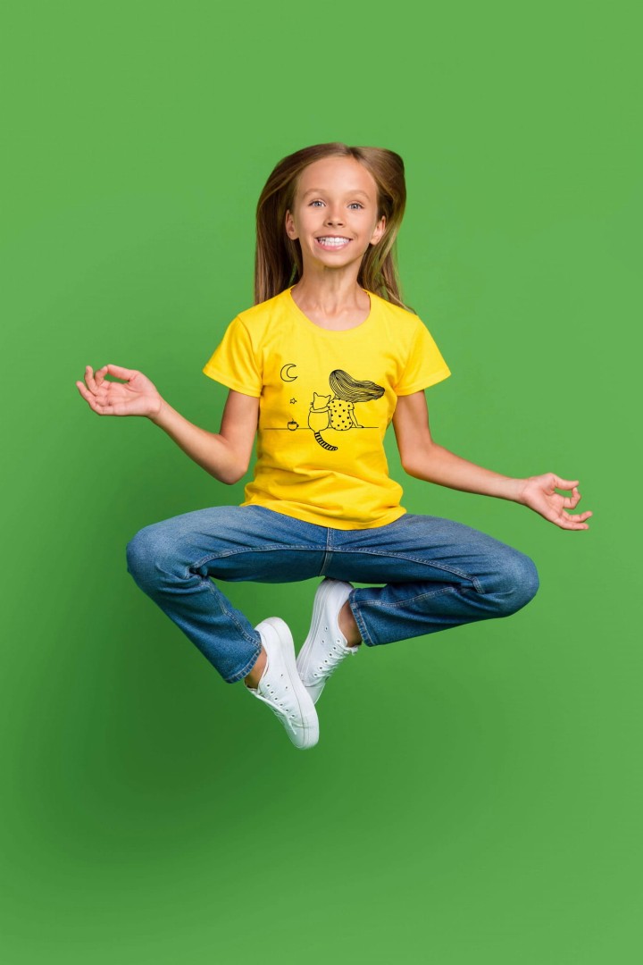 Kinder-T-Shirt Mädchen mit Katze