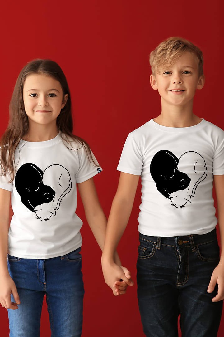 Kinder-T-Shirt Katzenherz