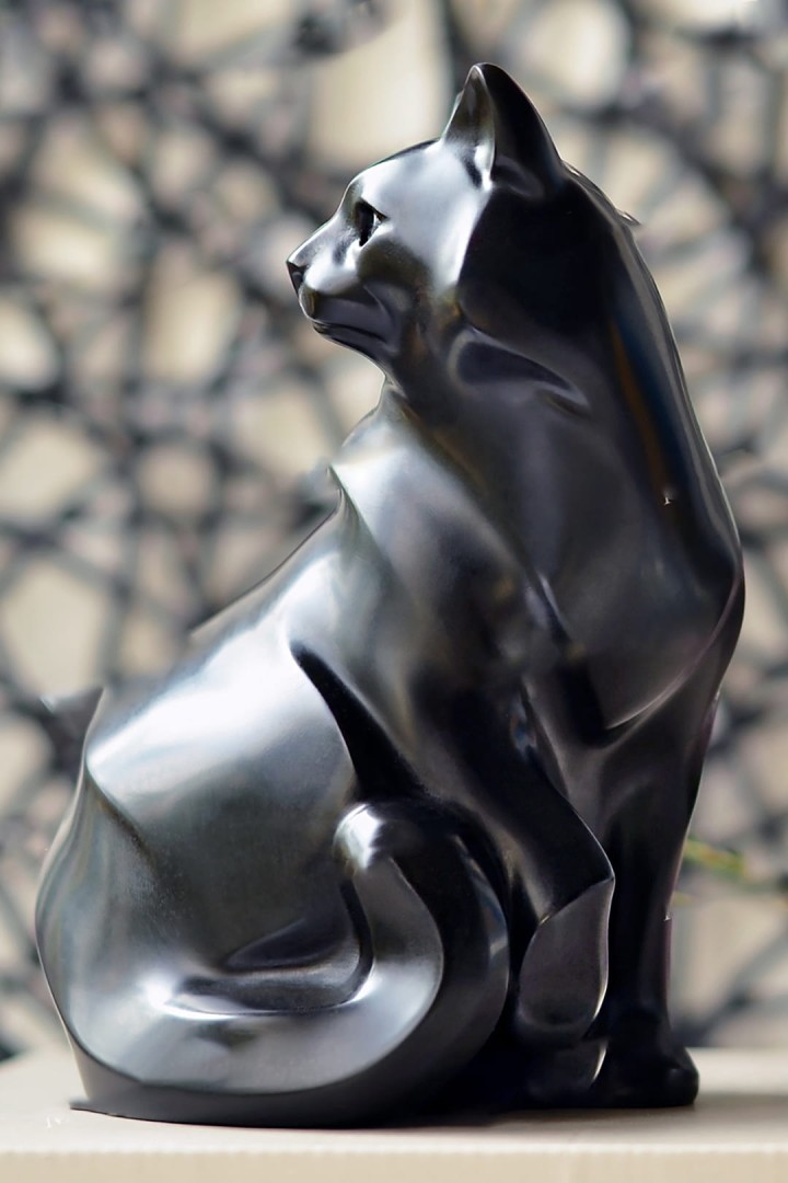 3D katzenförmige Sojakerze schwarz