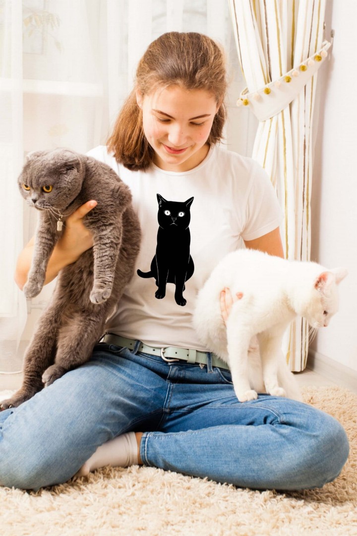 Schwarze Katze T-Shirt
