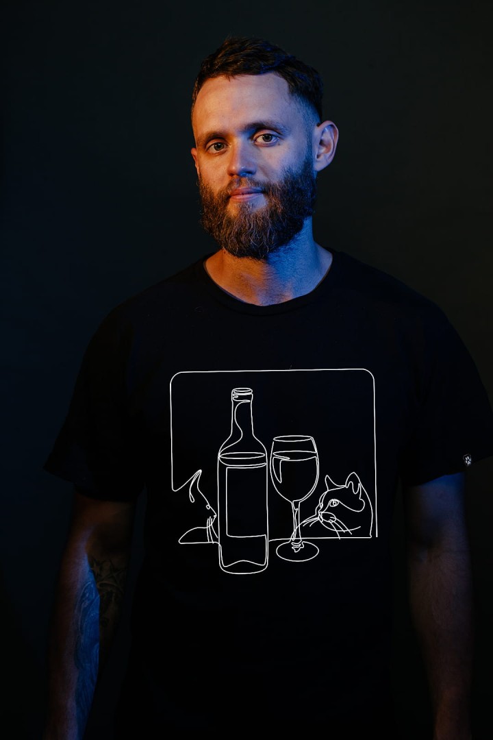 T-shirt Katze und Wein