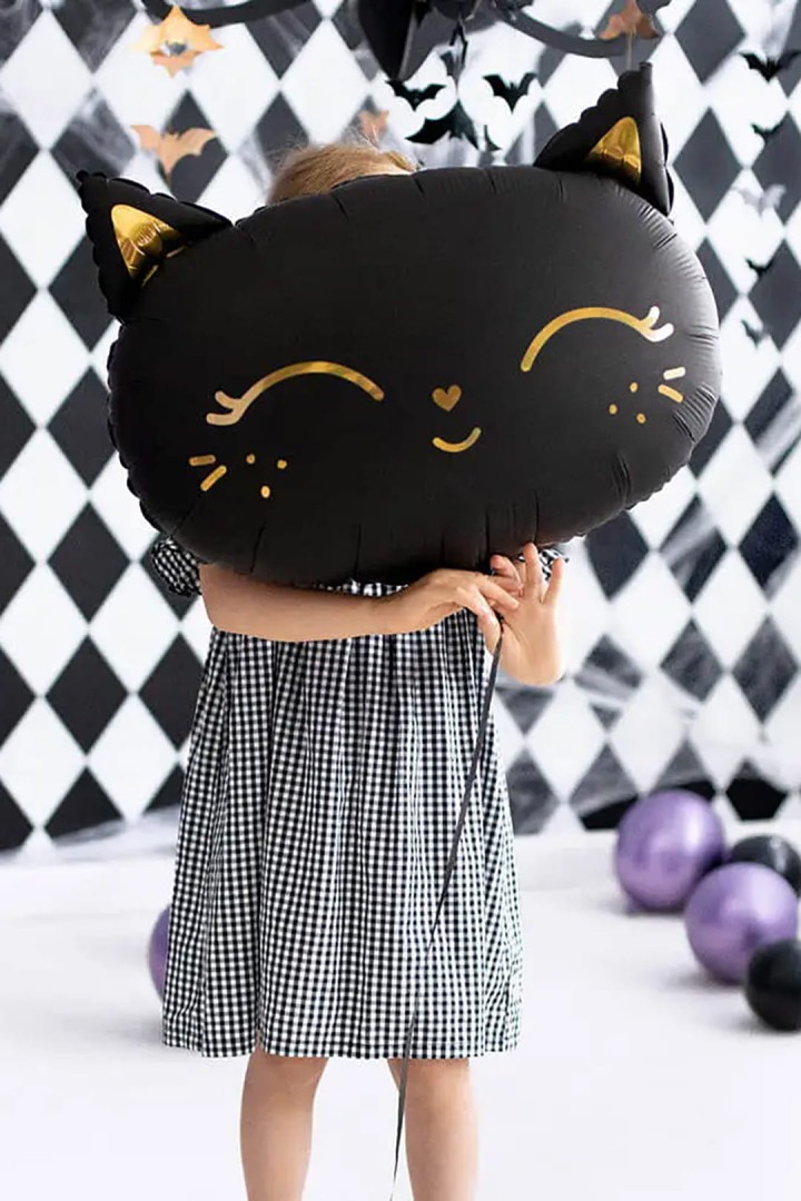 Luftballon in Form eines Katzenkopfes für einen Kindergeburtstag