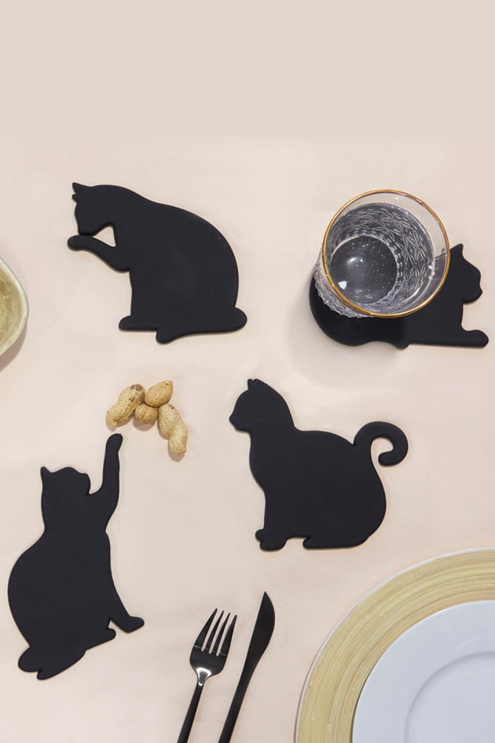4x Mug Pad in Form einer Katze