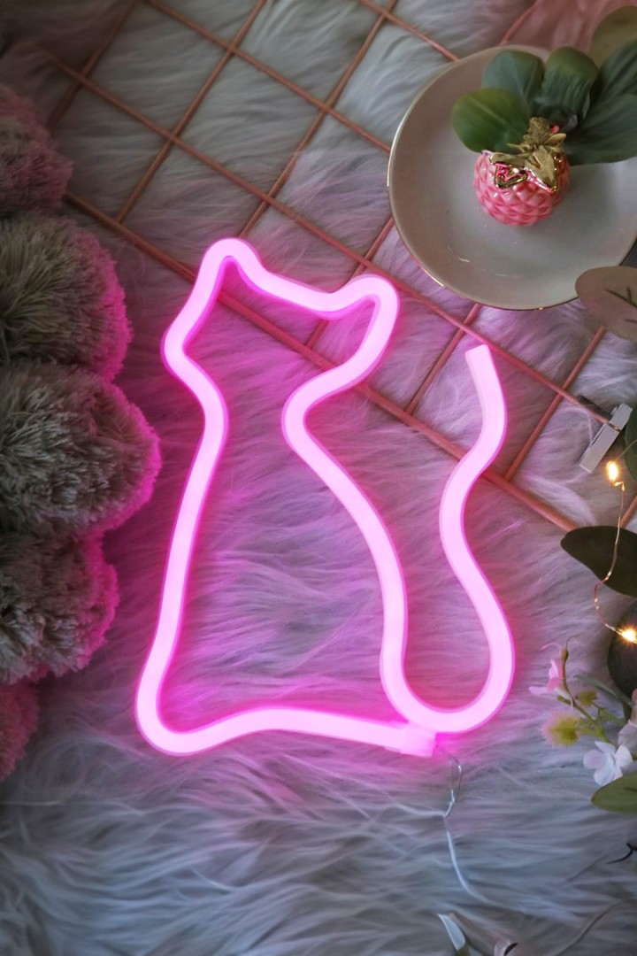 Neon LED Katze - ein leuchtendes Dekoschild für Katzenmenschen