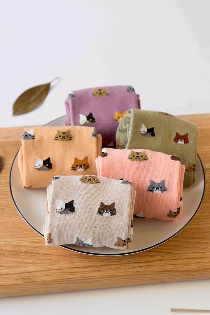 Bunte Kätzchensocken für Katzenliebhaber