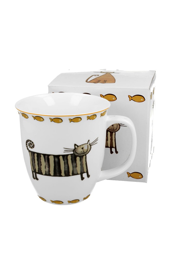 Porzellanbecher 650ml Katzen gemalt