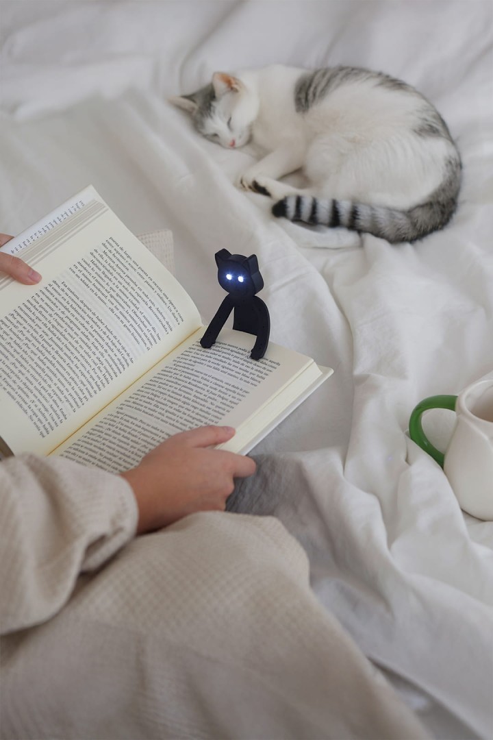 Lesezeichen - Leselicht in Form einer schwarzen Katze
