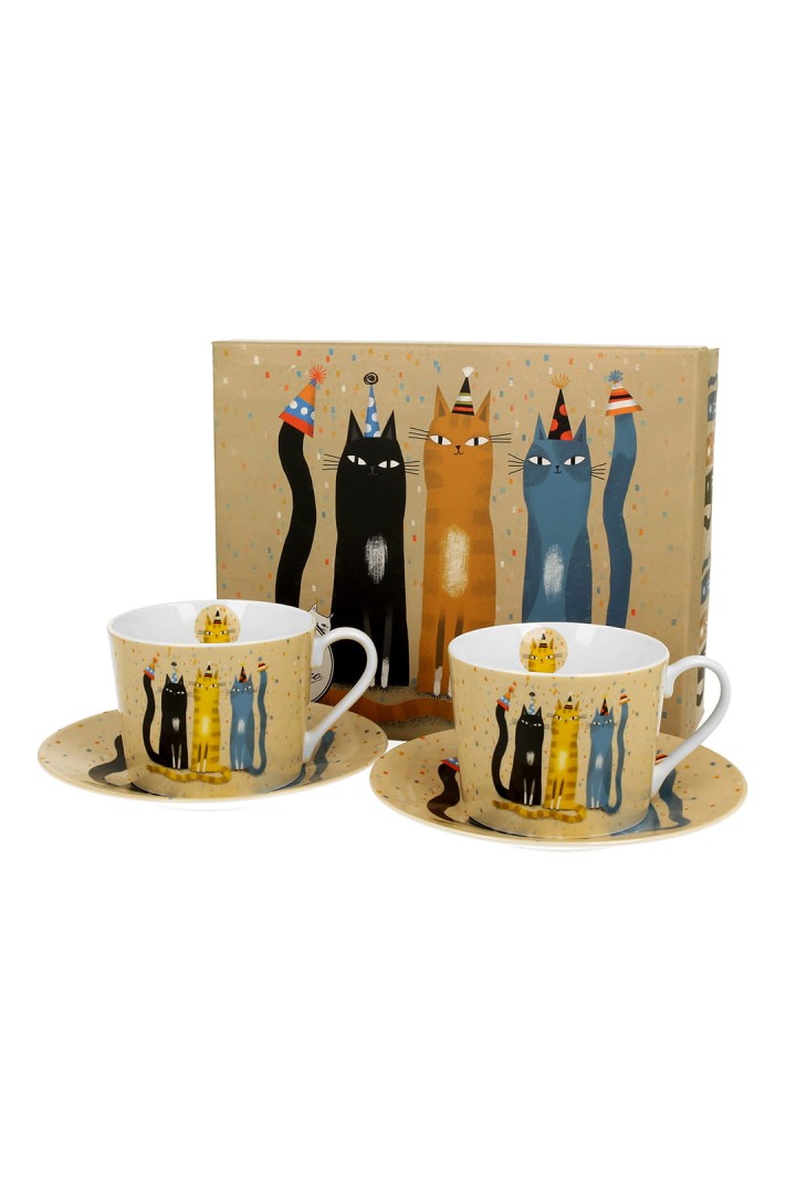 Geschenkset 2x Partybecher Katzen